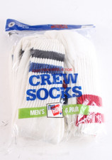Vintage 80s Striped Tube Crew Socks 6Pk USA Made Men 10-13 NIP Deadstock