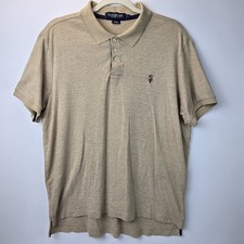 US Polo Shirt Mens Large Brown Flesh Double Pony Casual Short Sleeve Luxe Soft