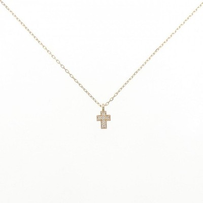 Authentic K18YG Cross Diamond Necklace 0.03CT #260-008-218-2441