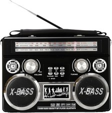 Supersonic SC-1097BT Retro 3-Band Radio - Bluetooth Flashlight - Black - OPE