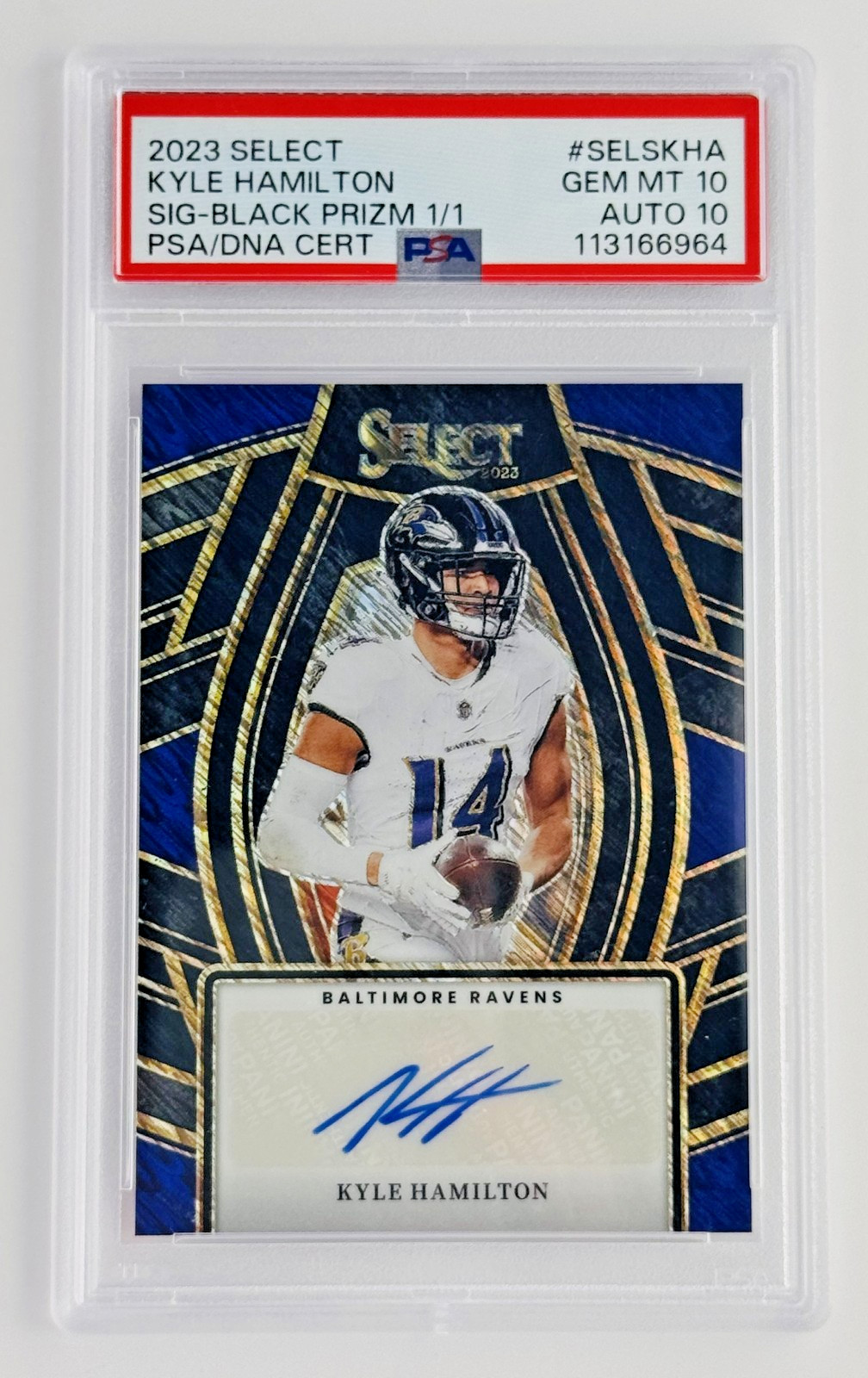 2023 Select Kyle Hamilton Black Prizm Auto 1/1 PSA 10 Auto 10 Pop 1 Ravens Grail