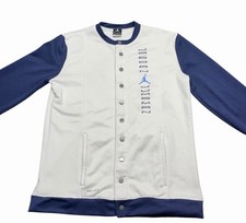 Air Jordan 11 Jacket Men s White Blue Button-up Jumpman Dri-Fit Size Medium