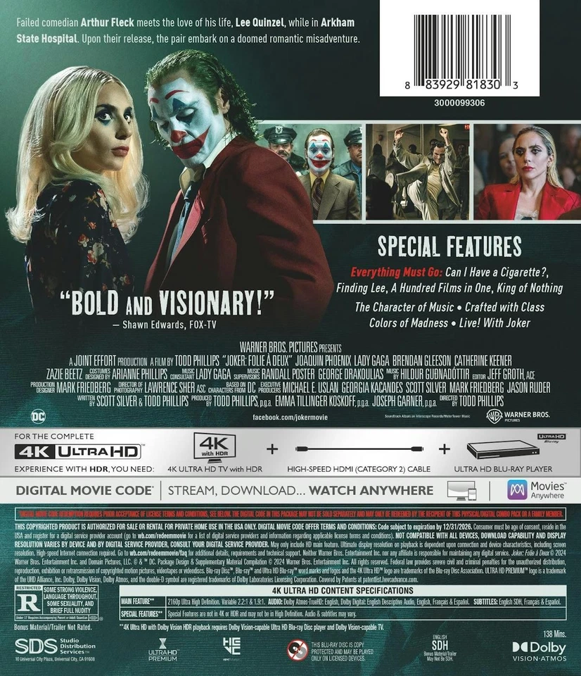 Joker Folie A Deux 4K UHD Blu-ray новый - Изображение 4 из 4