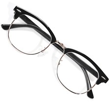 Reading Glasses for Women Men, Half Frame Retro Semi Rimless Blue Light Block...