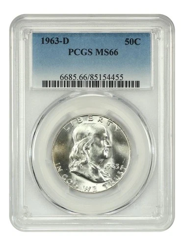 1963-D Franklin Half. Certified by PCGS MS66