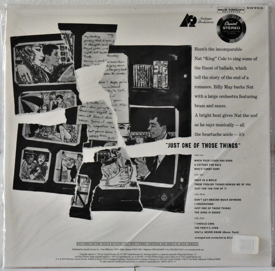 ANALOGUE PRODUCTION APP 903-45 NAT KING COLE "Just One Things" 180g 45rpm 2LP SS - Image 2 of 2