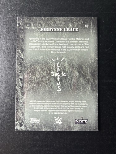 2025 Topps WWE Cactus Jack Jordynne Grace /199 Aqua Shimmer Refractor #69 RC - Picture 2 of 2