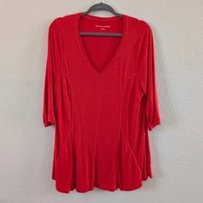Soft Surroundings Poppy Red Amelia A-Line Tunic Large Lightweight Drapey Classic