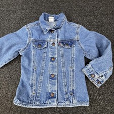 Vintage Levi's Jacket Youth 6 Blue Denim Trucker Button Front Pockets Jean 90s