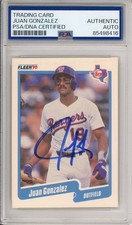 1990 Fleer Juan Gonzalez SIGNED Rookie RC Card PSA DNA COA Autographed Certified