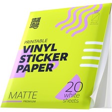 Premium Printable Vinyl Sticker Paper for Inkjet Printer and Laser - 20 White...