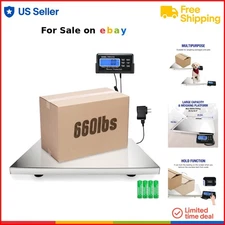 Digital Postal Scale 660lbs Heavy Duty Large Stainless Steel Shipping Scale