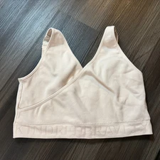 Kindred Bravely Bra Sz XL Busty Adjustable Crossover Nursing Lounge Ribbed Pink