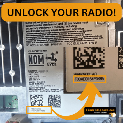 Uconnect 5 R1LOW-R Radio Code Unlock Online T00AD Mitsubishi Electric P68629321A