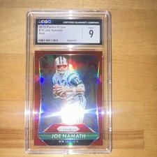 Panini Prizm 2015 Red Parallel #76 Joe Namath CGC 9 New York Jets Football Card