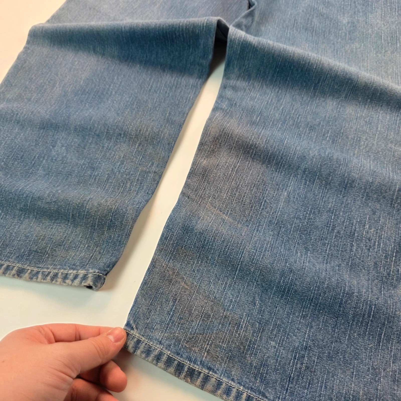 (2689) Y2K Makaveli Blue Tupac Print Straight Skater Hiphop Denim Jeans W42 L32 image 8