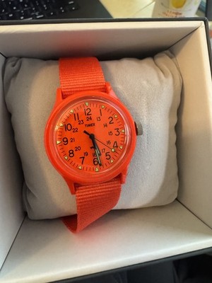 New Unisex Timex MK1 Orange Easy Reader 30m W/Proof 36mm Watch