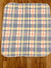 Vintage Pastel Plaid Fleece Baby Blanket Security Blanket Lovey Pink Blue Yellow