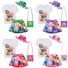 Girl Cocomelon Friend Costume T-Shirt Top Skirt Bag Hat Outfit Party Fancy Dress