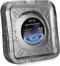 MOACOCK 50 Pack Aluminum Foil Square Stove Burner Covers Disposable Heavy