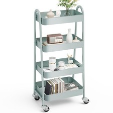 Metal 4 Tiers Rolling Storage Utility Cart with Lockable Wheels