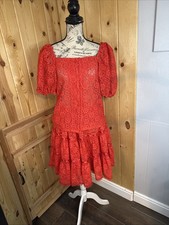 Vintage Rare 80s Pitchfork Brand Red Floral Lace Square Dance Outfit Skirt Small