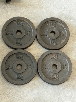 Lot of 4 Vintage DP 4 Kg 8.8 lb Weight Plates 1  Standard Cast Iron 4 Kilo Each