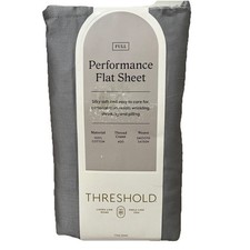 Full 400 Thread Count Performance Flat Sheet Gray Threshold Cotton NWT New