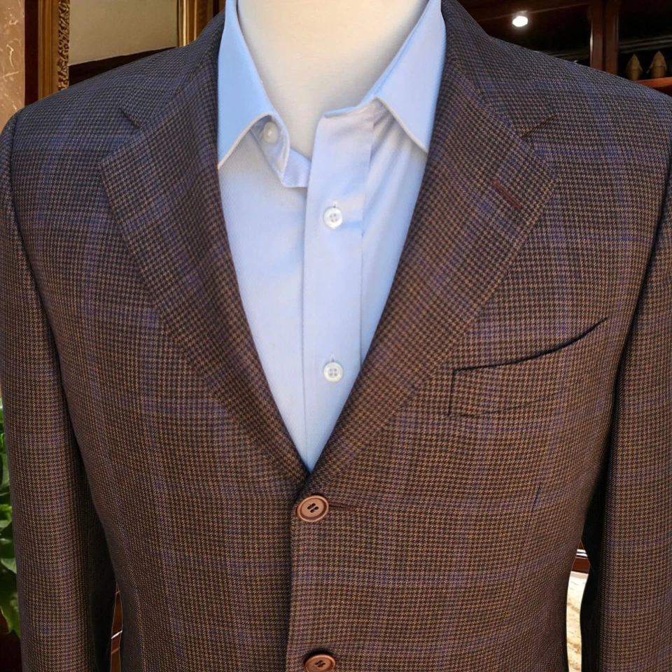 Custom Tailored Full Canvas Blazer 40L Silk Cashmere Wool Dual Vent Trussini - Image 3 of 4