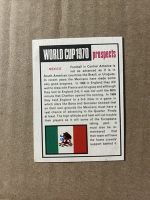 Anglo Confectionery England World Cup 1970 Card Over-Head Kick Team Mexico #23!