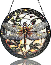 Stained Glass Sun Catcher,A Dragon-Flystained Glass Window Hanging Garden Decor,