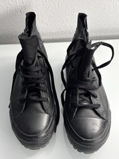 onverse Chuck Taylor All Star Boots Black Leather Men 7.5 Women 9 Lug Sole