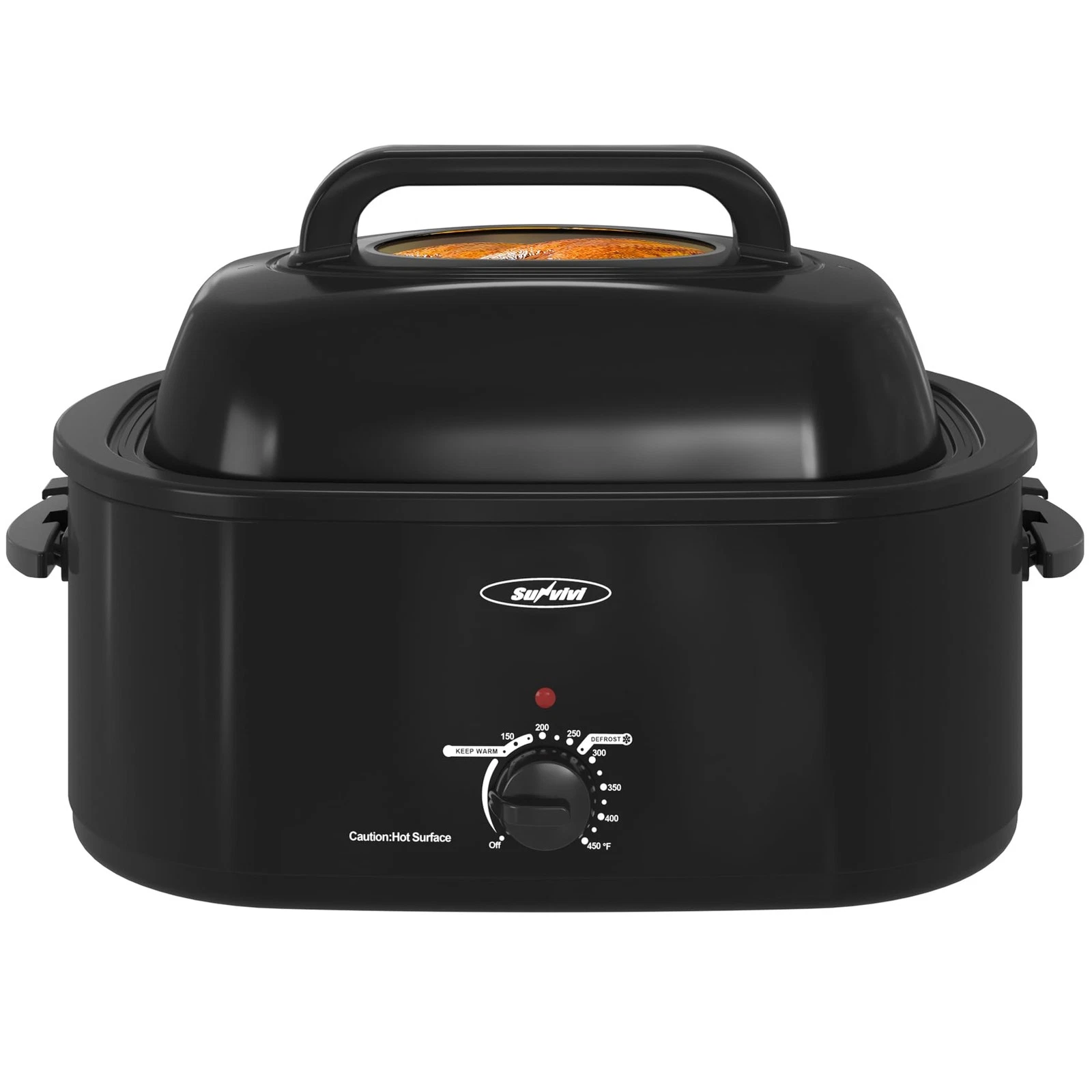 Electric Roaster Oven 24QT 28lb Turkey Stainless Steel Black Sunvivi Viewing