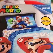 Nintendo's Super Mario 3 Piece Twin Sheet Set - "Power Up Mario" - Unopened New