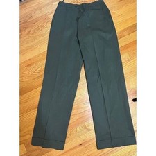 Vtg Talbots Army Green wide leg wool Dress Pants 6 with Cuffed Hem - Trousers