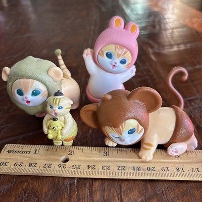 Lot Of 3 Mofusand Fluffy Party Series Figures Miniso Lion Bunny Monkey Cat