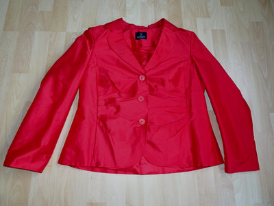 Luxus Damen Seiden Blazer Jacke von MADELEINE Gr 44 Rot 100% Seide Langarm Neu