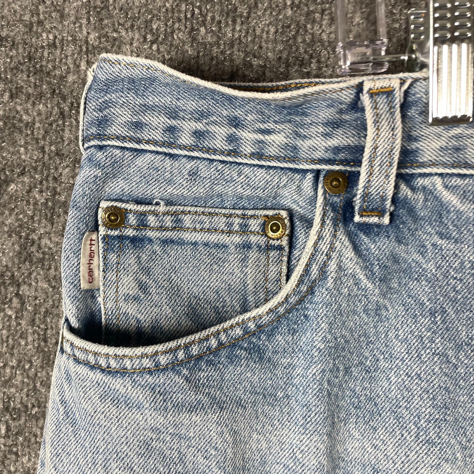 VTG Carhartt Jeans Mens 36x30 Blue Denim Relaxed Fit Faded Straight Leg 90s Work thumbnail 8