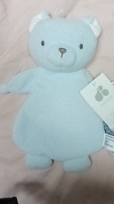 Just Born Unisex Plush Blue White Bear Toy with Teether Baby Gift