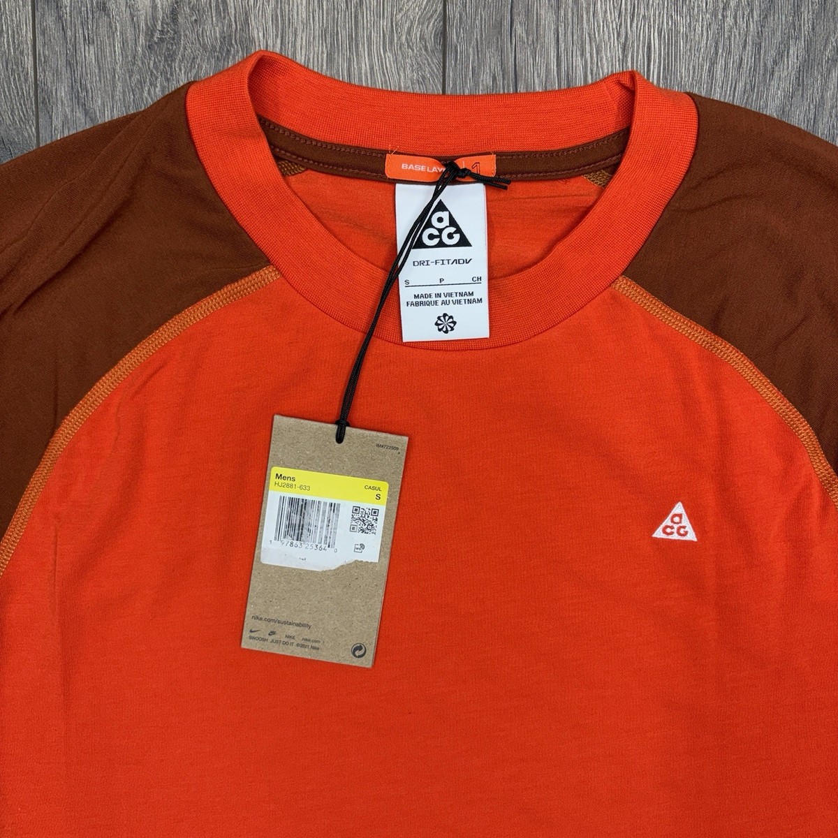 Nike ACG T Shirt Sz Small Mens Red Orange Goat Rocks Dri-FIT ADV