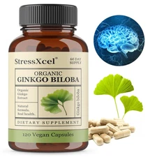 Organic Ginkgo Biloba Supplements Brain Function Memory Supports 30 -120 Pills
