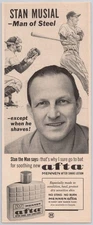 1963 Mennen Afta After Shave Stan Musial Vintage Print Ad Baseball Sports