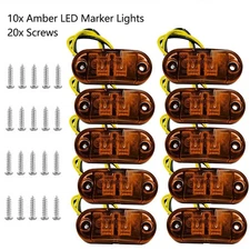 10PCS Amber LED Marker Lights - Truck Trailer Oval Clearance Side Lamp US​