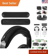 Elegant Black Protein Leather Headband Cover Pad Set for Comfort