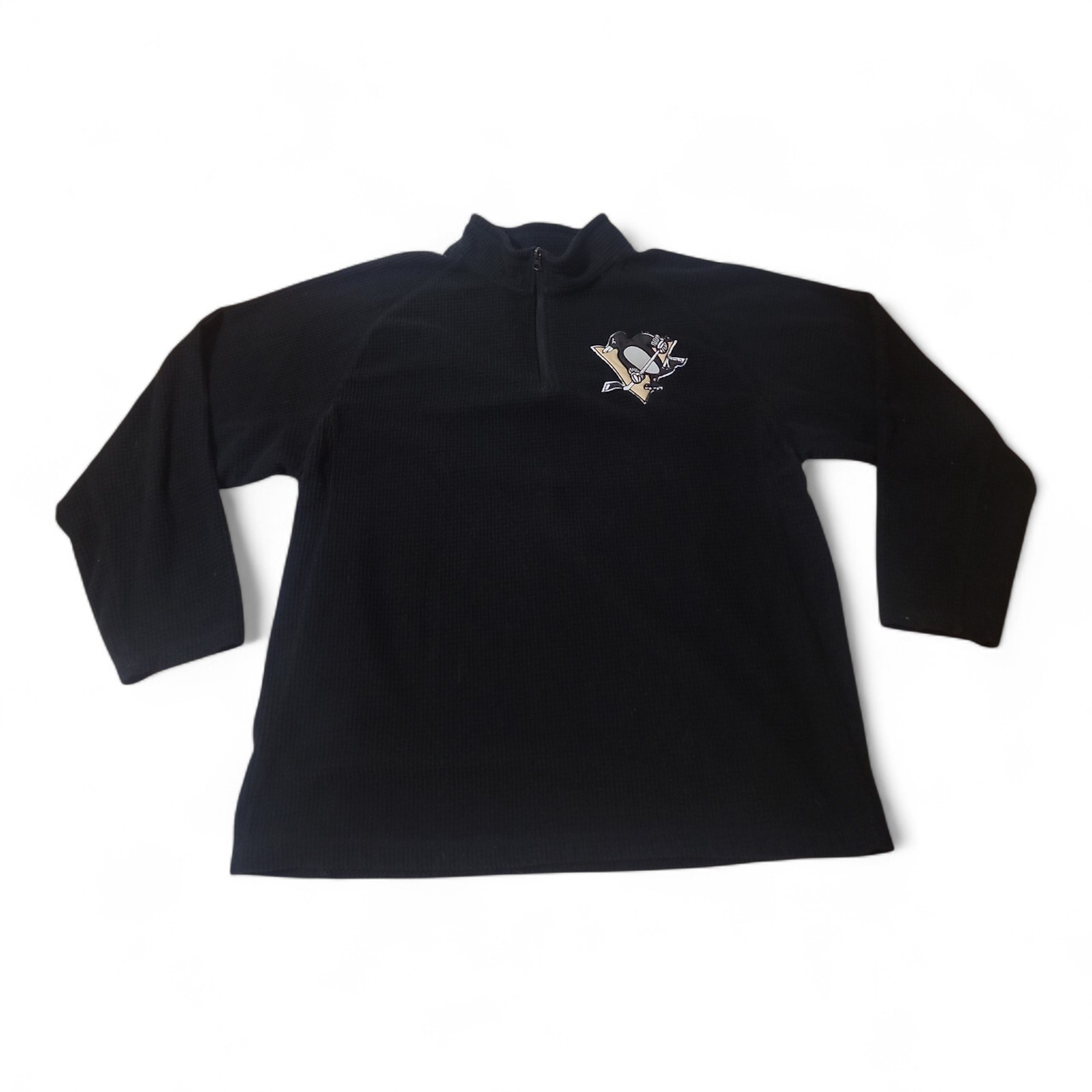 Pittsburgh Penguins Black 1/4 Zip Pullover Fleece Sweatshirt Mens Size L NHL