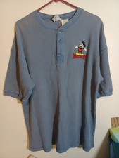 The Disney Store Mickey Vintage Thermal Short Sleeve Henley Shirt Large