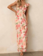 Minkpink Aida Frill Maxi Dress Size L