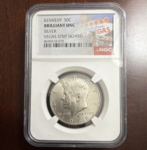 1968-D Kennedy Half Dollar 50C 40% Silver Vegas Strip Hoard Brilliant UNC