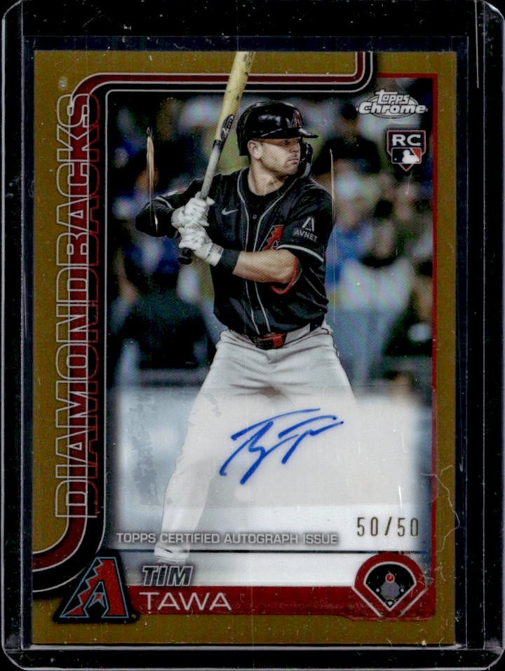2025 Topps Chrome Update Tim Tawa Auto Gold Refractor RC #/50 Diamondbacks (A)