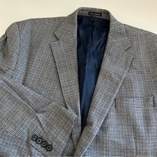 Lauren Ralph Lauren Men's Houndstooth Silk Wool Jacket Blazer 46R blue tan